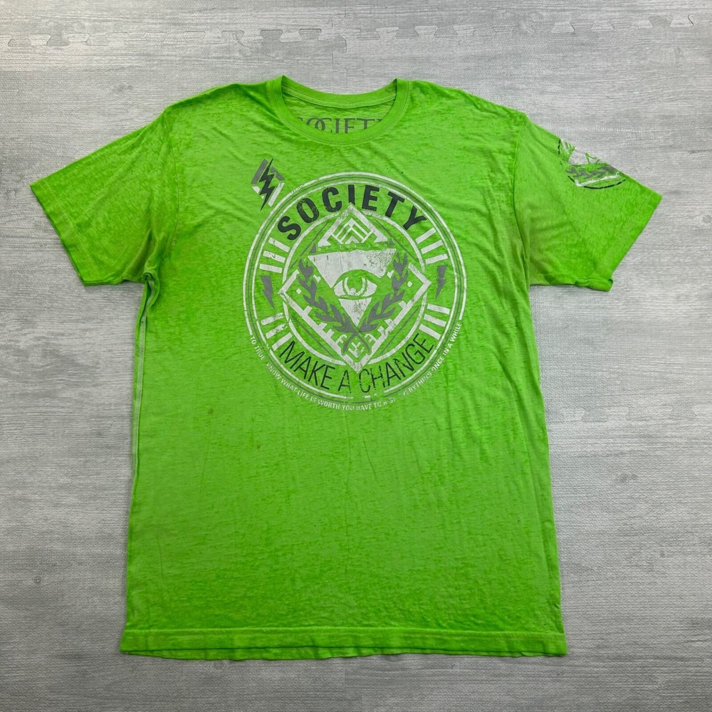 Vintage Y2K Society Shirt Size XXL Green Illuminati Make A Change